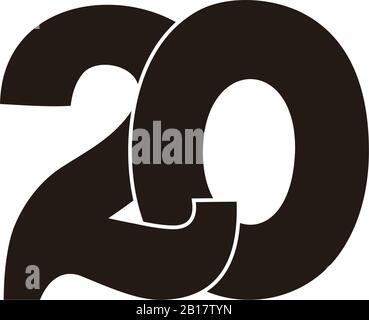 number 20 linked curves flat overlapping design vector Stock Vector