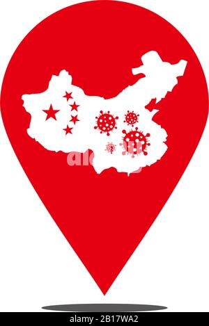 abstract china map pin location virus epidemic symbol vector Stock Vector