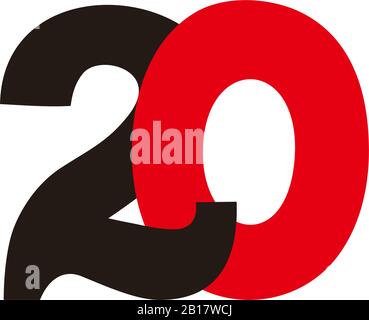 number 20 linked curves colorful design vector Stock Vector