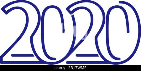 number 2020 thin lines art linked design vector Stock Vector