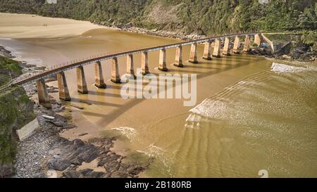 South Africa, Western Cape, Wilderness, Aerial view of bridge over Kaaimans River Stock Photo