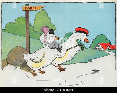 , The Real Mother Goose Nursery Rhyme Illustration by Blanche Fisher Wright circa 1915 Stock Photo