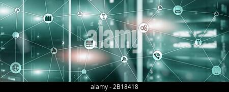 Website Banner Mixed Media. IOT - internet of things concepts. ICT - information and telecommunication technology. Stock Photo
