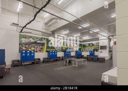 December 2019: The Australian men's cricket team change room at the Melbourne Cricket Ground (MCG) prepared for the Boxing Day cricket test match Stock Photo