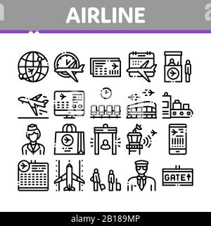 set of airport signs with logo and direction which is often used around ...