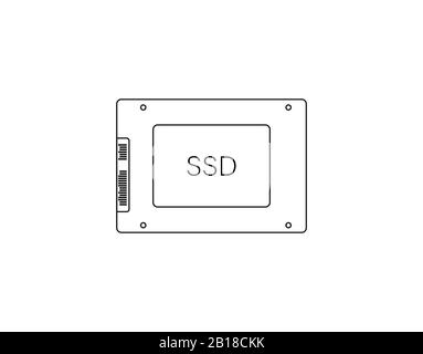 Solid state drive, ssd icon. Vector illustration, flat design. Stock Vector