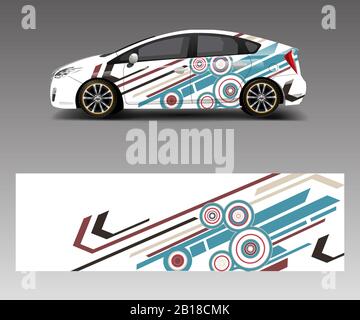 Company branding Car decal wrap design vector. Graphic abstract shapes designs company car Stock Vector