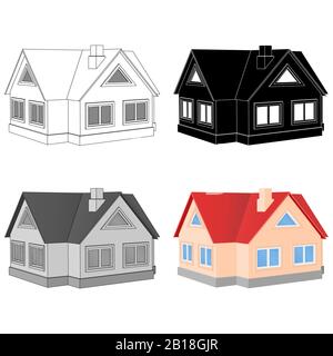 Private cottage. Icons set Stock Vector