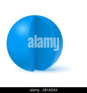 Blue sphere with cut out piece. White template Stock Vector