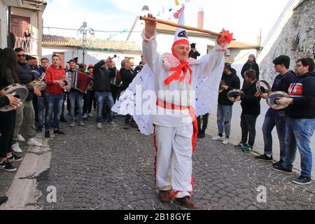 At carnival The character of Caporabballo, integrates the typical Neapolitan costume with distinctive signs of command such as the cloak and the stick Stock Photo