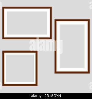 Picture frames on gray background Stock Vector