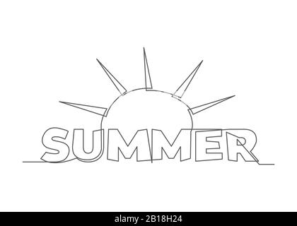 Summer vector illustration One line drawing Stock Vector