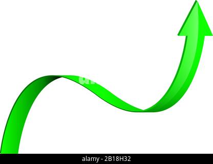 Green arrow. 3d shiny icon Stock Vector