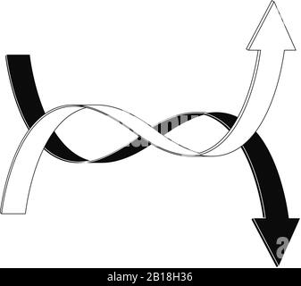 Up and down arrows. Black and white outline signs Stock Vector