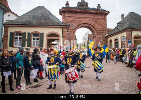 Neckargemuend, Germany - Feb. 22, 2020: traditional carnival parade in neckargemünd in the Palatine region of Baden-Württemberg, Germany Stock Photo