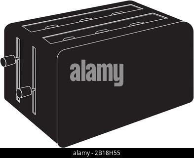Toaster. Black outline drawing Stock Vector
