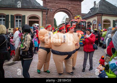 Neckargemuend, Germany - Feb. 22, 2020: traditional carnival parade in neckargemünd in the Palatine region of Baden-Württemberg, Germany Stock Photo