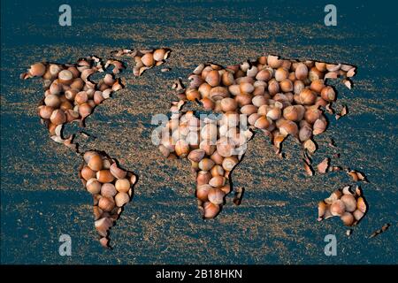 Roughly outlined world map with white background Stock Photo