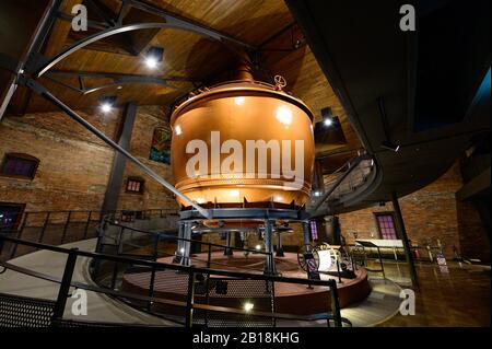 Traditional copper distillery tanks in Sapporo Beer Museum Stock Photo