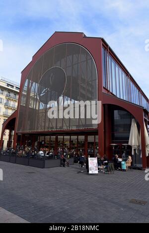The former Gare Du Sud railway station in Nice, France. Now redeveloped into a mall and food court with numerous restaurants and galleries Stock Photo