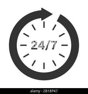 Clock icon. Organization work schedule 24 7.Pictogram for design, vector illustration Stock Vector