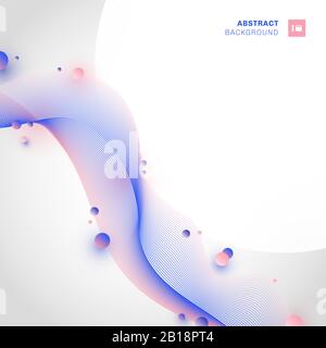 Abstract pink and blue wave line with circles elements on white background with space for your text. Vector illustration Stock Vector