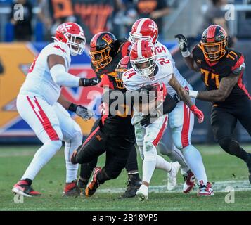 Carson, California, USA. 23rd Feb, 2020. 24 Donnel Pumphrey running hard during the XFL D.C. Defenders vs. Los Angeles Wildcats game on February 23, 2020. Credit: Dalton Hamm/ZUMA Wire/Alamy Live News Stock Photo