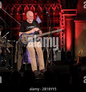 Dave Pegg of Fairport Convention performing at the Union Chapel, London. Feb 21, 2020 Stock Photo