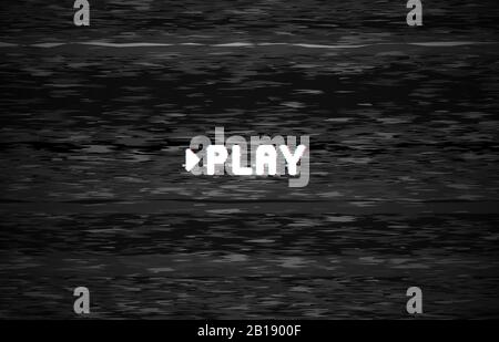 VHS glitch. Play effect background. Retro playback concept. 8 bit pixel ...