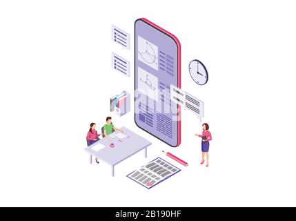 Online education isometric vector illustration Stock Vector