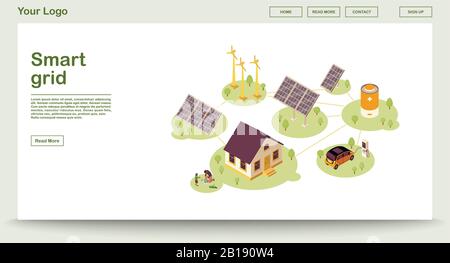 Eco energy webpage vector template Stock Vector