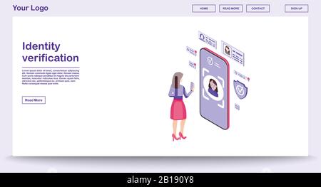 Identity verification webpage vector template Stock Vector
