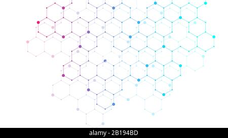 Hexagons abstract background with geometric shapes. Science, technology and medical concept. Futuristic background in science style. Graphic hex Stock Vector