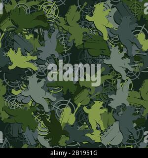 Seamless pattern bear target tank camouflage. Vector image Stock Vector