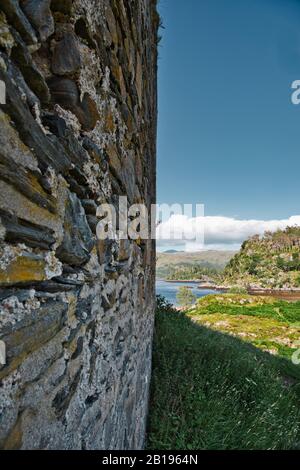 View from Castle Tioram high up on the tidal island of Eilean Tioram, Loch Moidart, Lochaber, Highland, Scotland Stock Photo