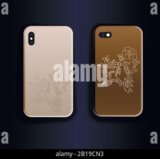 Two trending smartphone cover mockup vector Stock Vector
