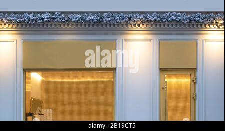 Blank yellow cafe rectangular signboard mockup, front view Stock Photo