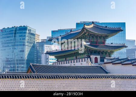 Gyeongbokgung Palace, Sejongno, Jongno-gu, Seoul, South Korea, Stock Photo