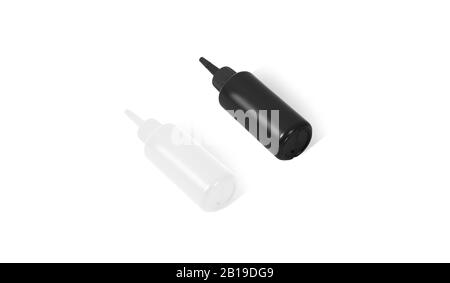 Blank black and white squeeze sauce bottle mockup set, isolated Stock Photo