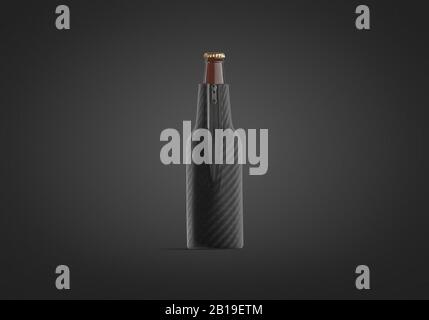 Download Blank Black Collapsible Beer Bottle Koozie Mock Up Isolated Stock Photo Alamy