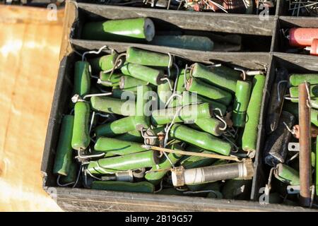 Transistors as circuit board elements of the electronic devices Stock Photo