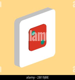 Dice Side 2 Simple vector icon. Illustration symbol design template for web mobile UI element. Perfect color isometric pictogram on 3d white square. D Stock Vector