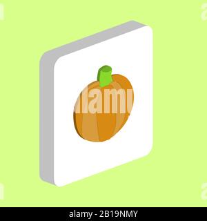 Pumpkin Simple vector icon. Illustration symbol design template for web mobile UI element. Perfect color isometric pictogram on 3d white square. Pumpk Stock Vector