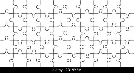 Puzzles pieces. 10x5 jigsaws grid, puzzle shape and join 50