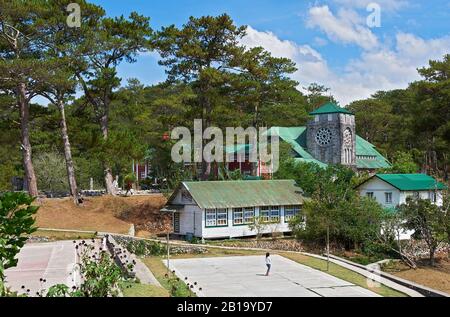 Sagada, Mountain Province, Philippines: St. Marie The Virgin Episcopal Church located in the town center, next to the parish Stock Photo