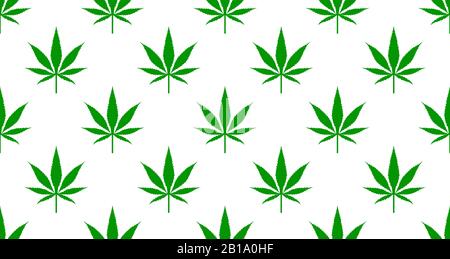 Seamless pattern with green leaves of marijuana, background with cannabis. Vector illustration Stock Vector
