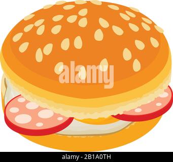 Delicious hamburger icon, isometric style Stock Vector