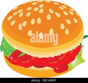 Burger vegetable icon, isometric style Stock Vector