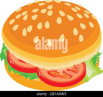 Vegan burger icon, isometric style Stock Vector