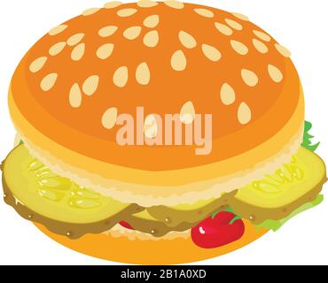 Appetizing burger icon, isometric style Stock Vector